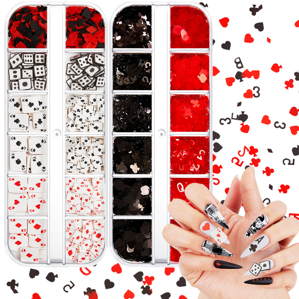 Board Game Design - 12 Grids Poker Nail Art Sequins