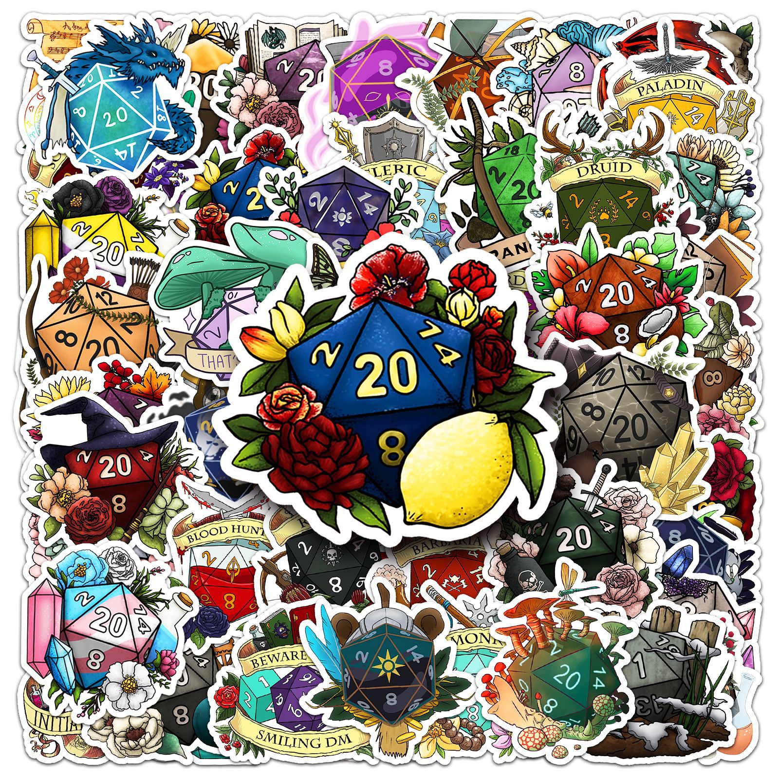 50PCS Polyhedral Dice Stickers - Board Game Quote ulasan dan harga