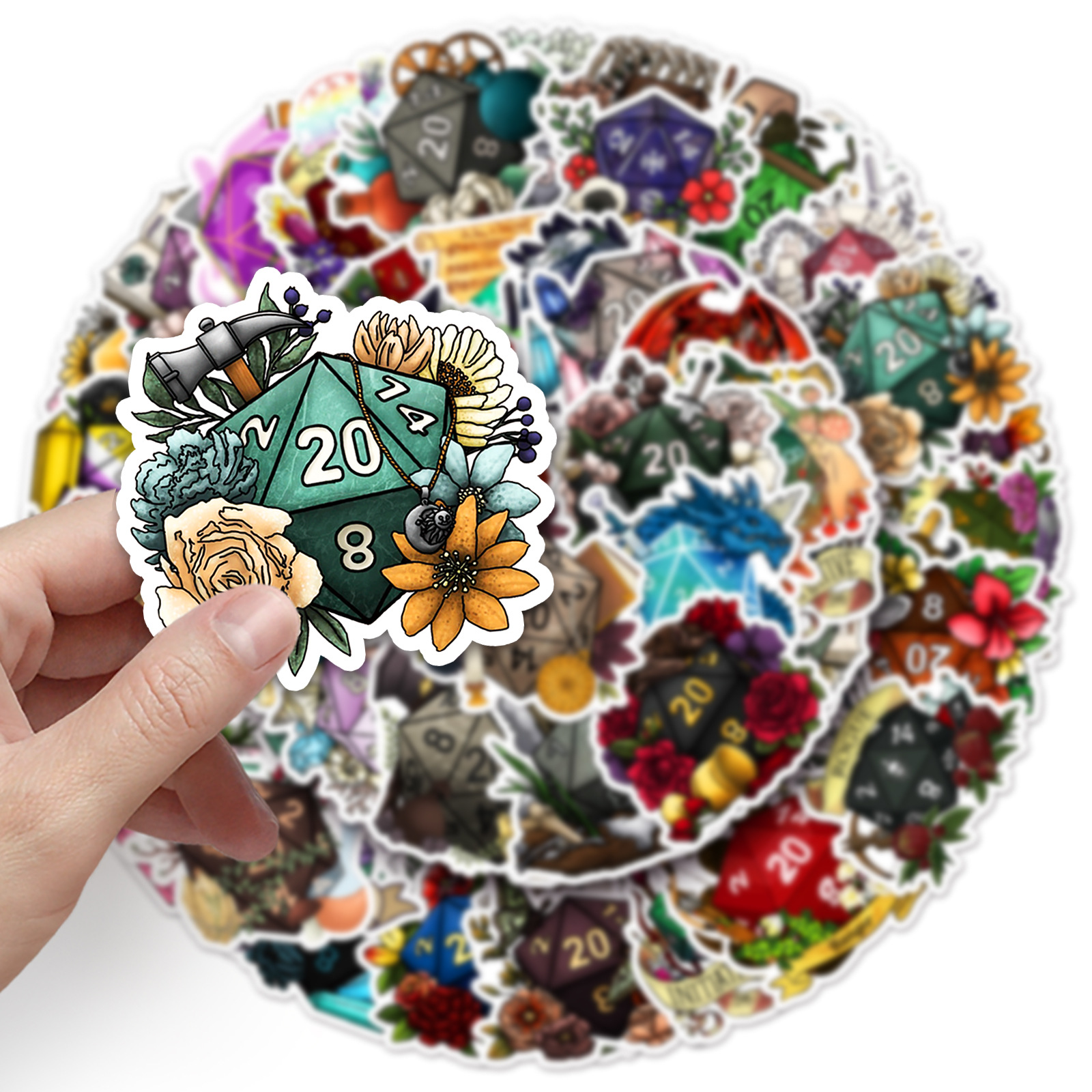 50PCS Polyhedral Dice Stickers - Board Game Quote ulasan dan harga