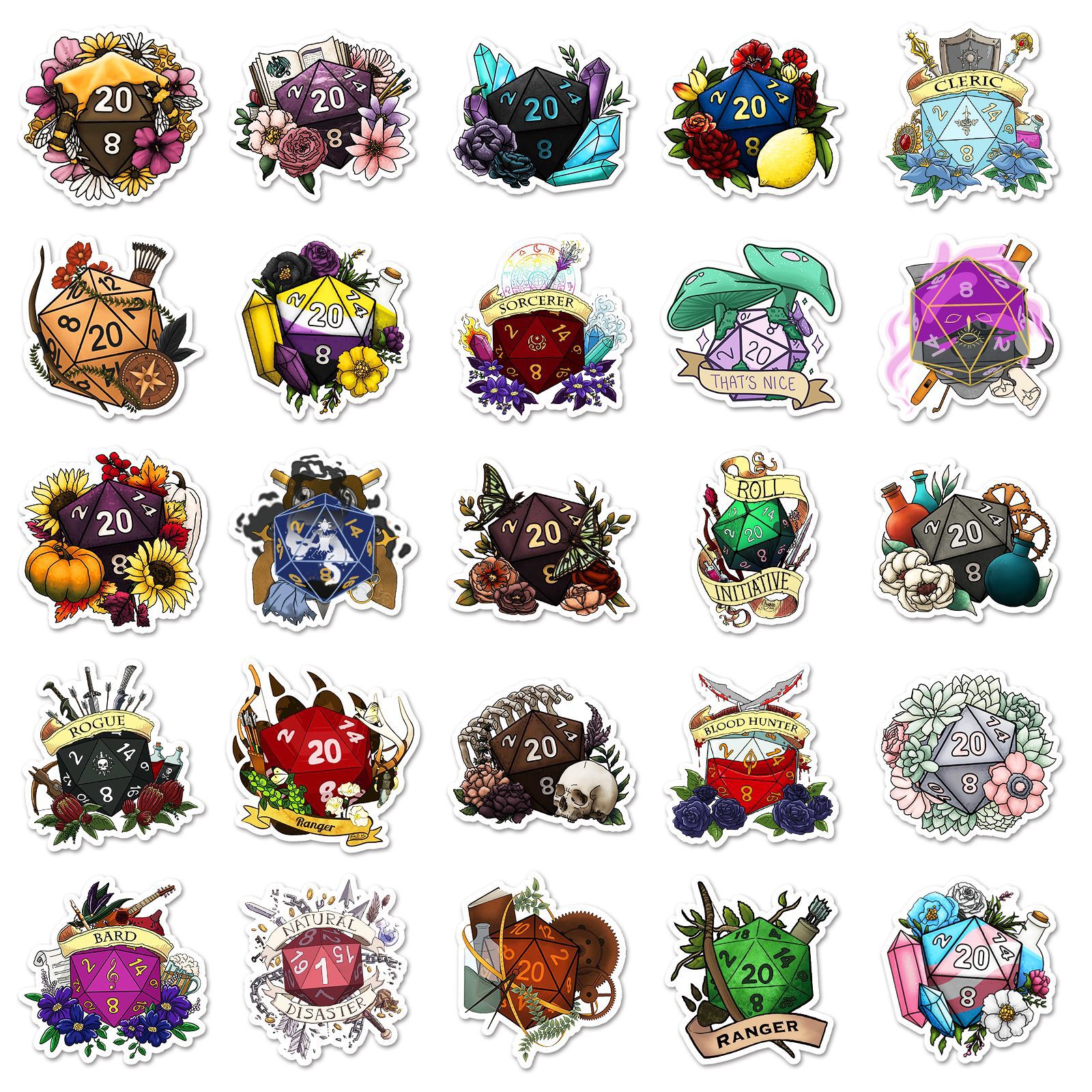50PCS Polyhedral Dice Stickers - Board Game Quote ulasan dan harga