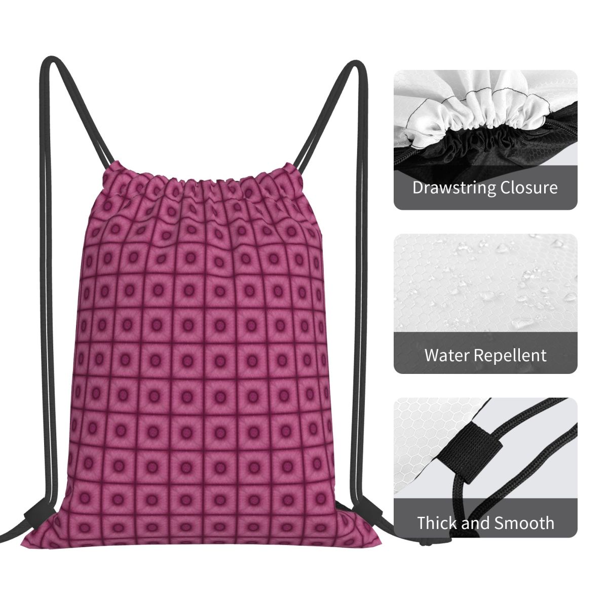 Poof Tile In Cherry Color Back - Tile Bag Drawstring ulasan dan harga