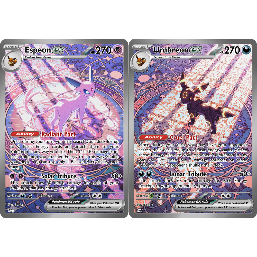 PKM Card Espeon ex/Umbreon ex  - Board Game Anime ulasan dan harga