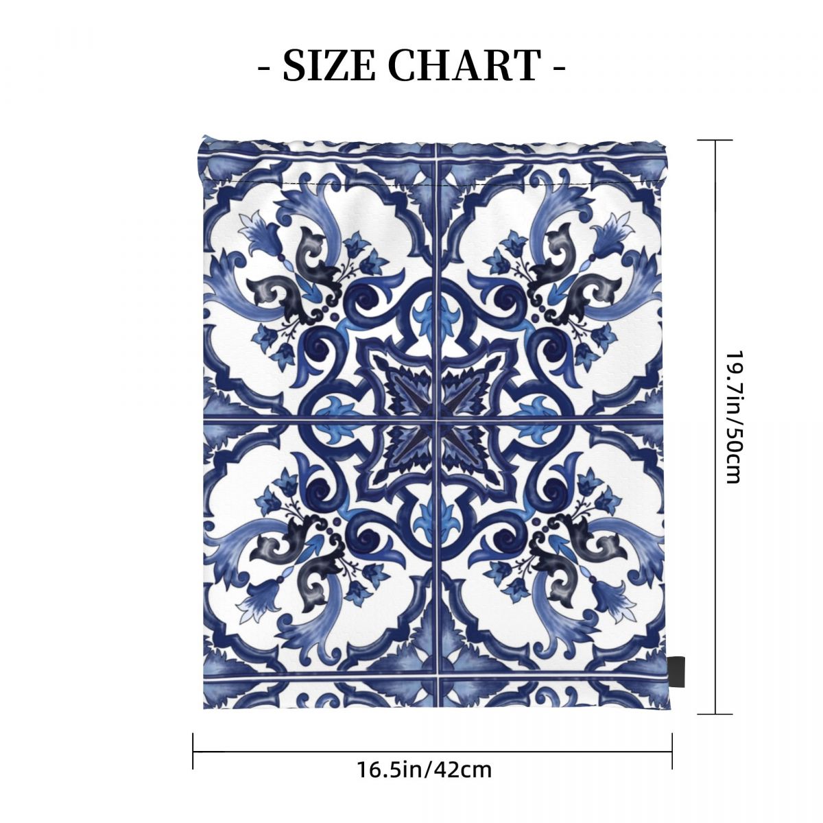 Blue Ornate Floral Mediterrane - Tile Bag Drawstring ulasan dan harga