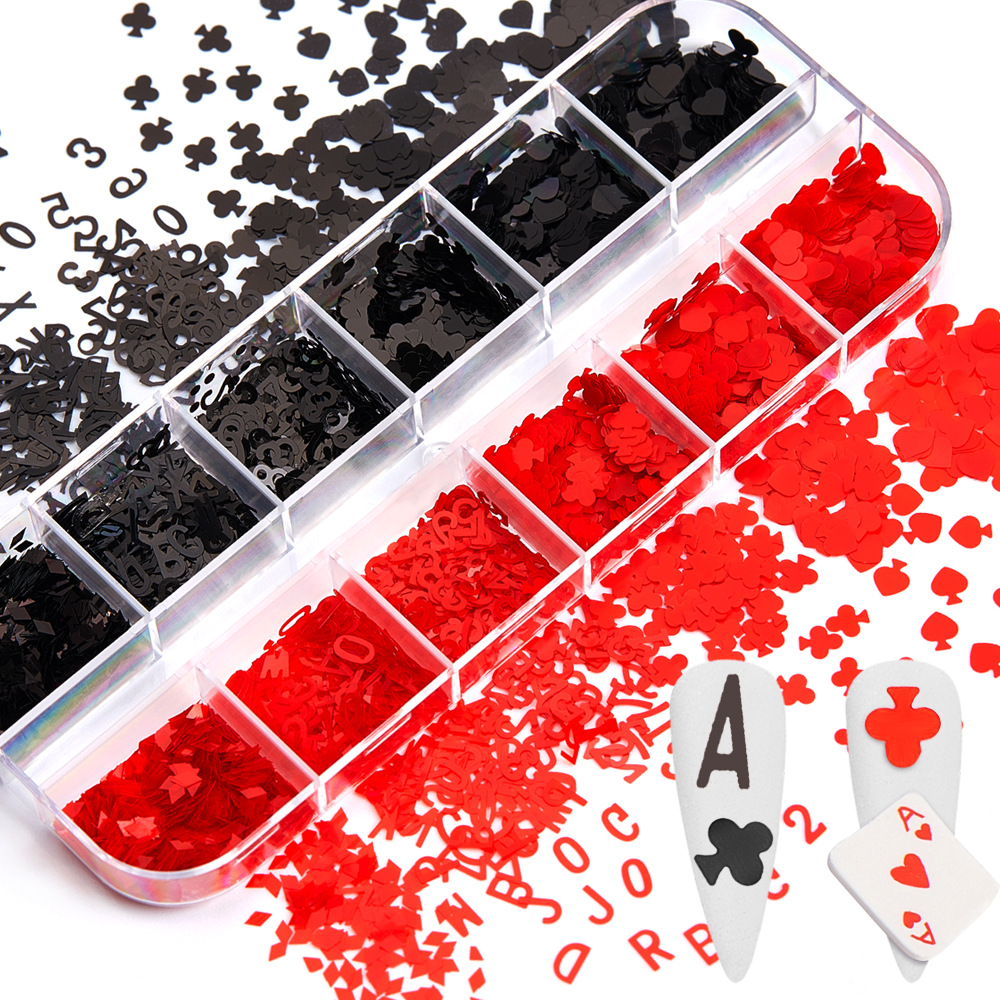 12 Grids Poker Nail Art Sequin - Board Game Design ulasan dan harga