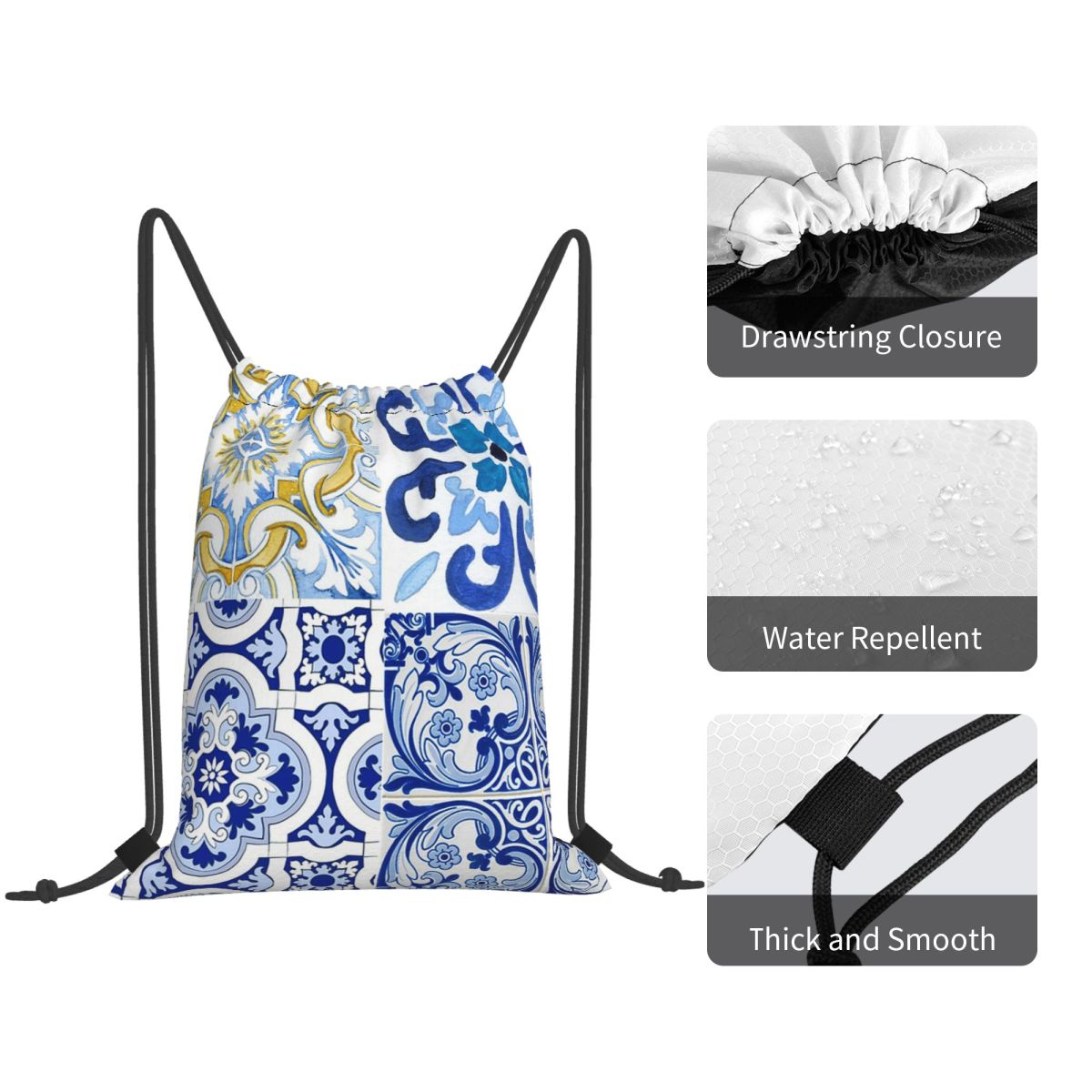 Sicilian Tiles,mediterranean,m - Tile Bag Drawstring ulasan dan harga
