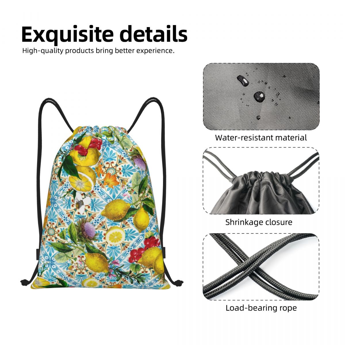 Sicilian Lemons And Romantic T - Tile Bag Drawstring ulasan dan harga